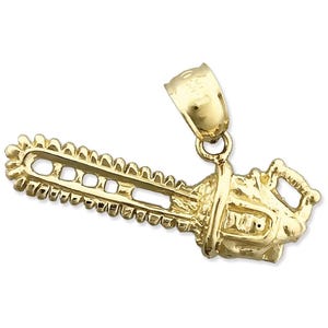 14K Gold Chainsaw Pendant