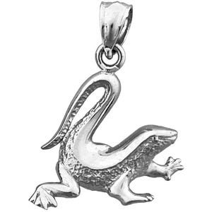 Rhodium Plated 925 Sterling Silver Gecko Charm