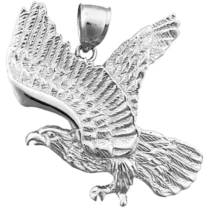 Rhodium Plated 925 Sterling Silver 38MM Flying Eagle Pendant