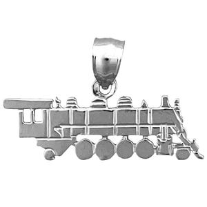 Rhodium Plated 925 Sterling Silver Locomotive Train Charm