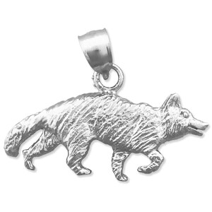 Rhodium Plated 925 Sterling Silver Coyote Pendant