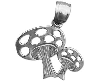 Rhodium Plated 925 Sterling Silver Filigree Mushroom Charm