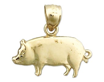 14K Gold Pig Charm