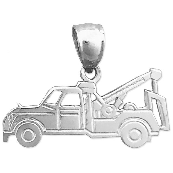 Rhodium Plated 925 Sterling Silver Cut Out Tow Truck Charm