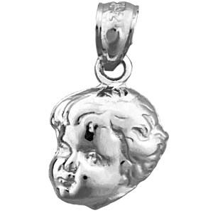 Rhodium Plated 925 Sterling Silver Baby Boy Head Charm