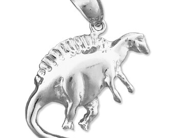 Rhodium Plated 925 Sterling Silver Dinosaur Charm