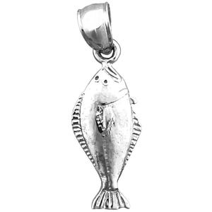 Rhodium Plated 925 Sterling Silver Sole Fish Charm