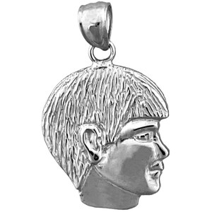 Rhodium Plated 925 Sterling Silver Boy Face Charm