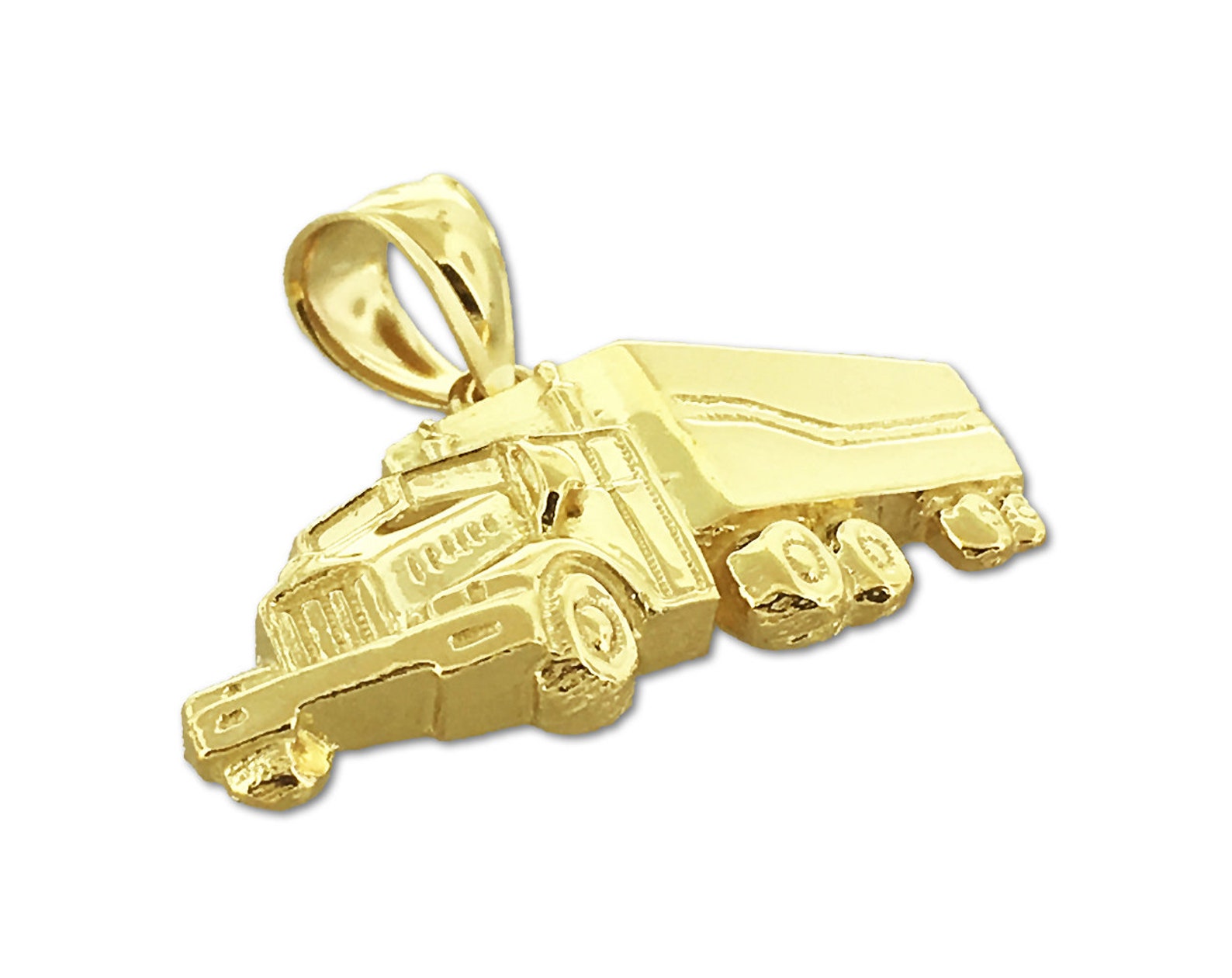 14K Gold Semi Truck Charm Pendant Etsy
