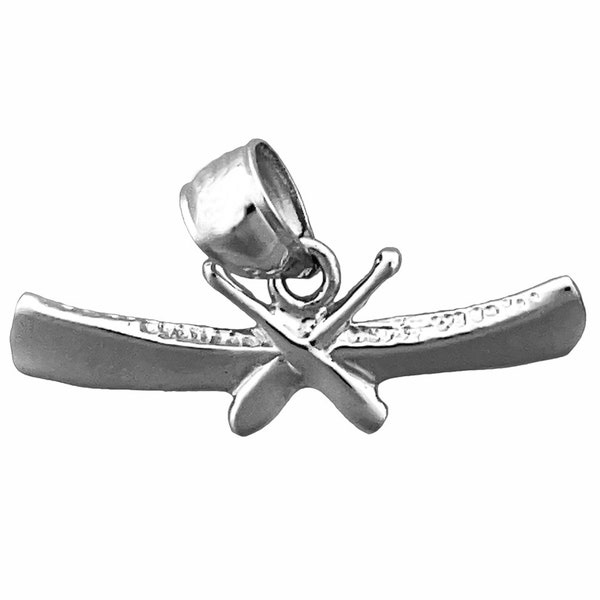 Rhodium Plated 925 Sterling Silver Canoe with Oars Charm