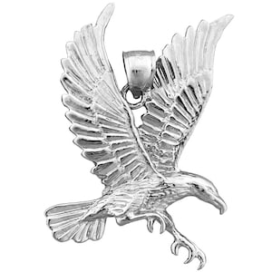 Rhodium Plated 925 Sterling Silver Flying Eagle Pendant