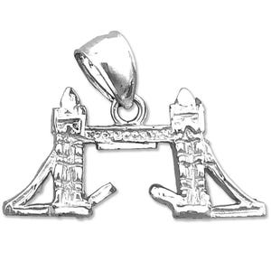 Rhodium Plated 925 Sterling Silver 3D London Bridge Charm