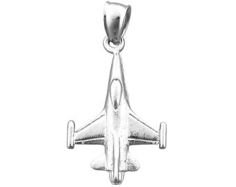Gerhodineerd 925 sterlingzilver 3D F16 Jet Charm
