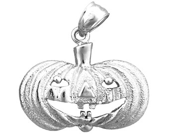 Colgante de Halloween con forma de calabaza de Halloween en plata de ley 925 con baño de rodio