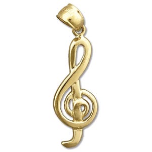 14K Gold Treble Clef Music Note Pendant