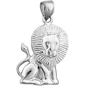 Rhodium Plated 925 Sterling Silver Sitting Lion Pendant