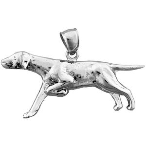 Colgante de perro de muestra inglés de 40 mm en plata de ley 925 bañada en rodio