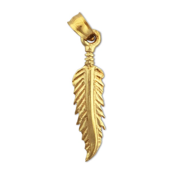 14K Gold Feather Charm