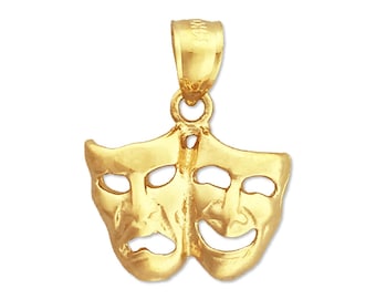 14K Gold 15MM Tragedy Comedy Drama Masks Charm