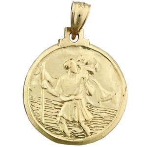 14K Gold Saint Christopher Round Medallion