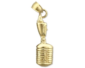 14K Gold Retro Mikrofon Anhänger