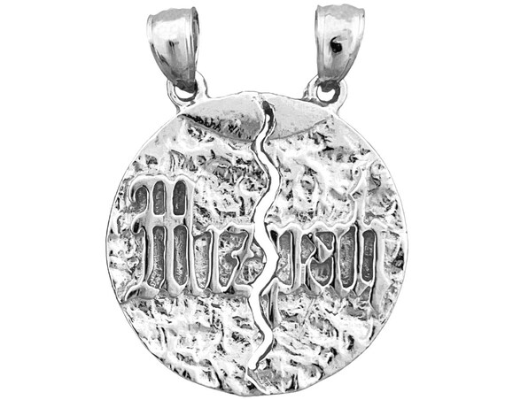 Rhodium Plated 925 Sterling Silver Breakable Mizpah Coin Pendant