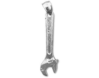Colgante de llave inglesa ajustable en plata de ley 925 con baño de rodio
