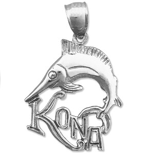 Rhodium Plated 925 Sterling Silver Kona Hawaii Charm