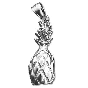 Rhodium Plated 925 Sterling Silver 3-D Pineapple Fruit Charm