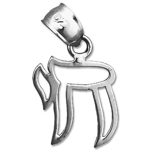 Rhodium Plated 925 Sterling Silver Small Jewish Chai Life Outline Charm