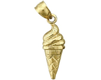 14K Gold Ice Cream Sugar Cone Charm