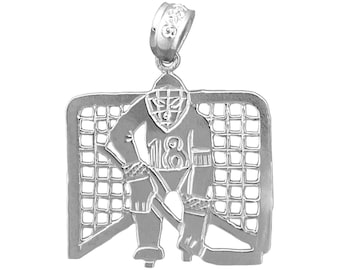 Gerhodineerd 925 sterlingzilver # 18 jersey hockeykeeperhanger