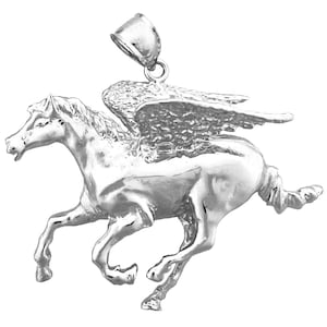 Rhodium Plated 925 Sterling Silver 44MM Pegasus Pendant