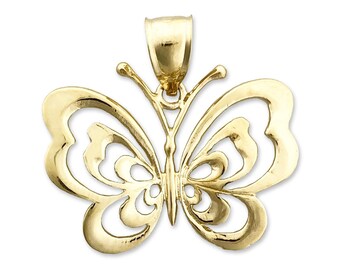 14K Gold 27MM Butterfly Pendant