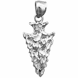 Rhodium Plated 925 Sterling Silver 3D Hammered Arrowhead Western Charm