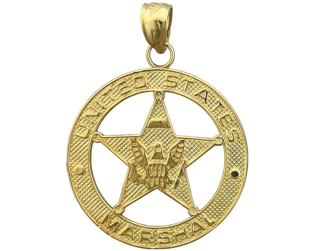 14K Gold United States Marshal Badge Pendant - Etsy