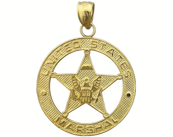 新品 US MARSHAL USマーシャル バッジ 革ホルダー 金 GOLD丸型 14K Gold United States Marshal Badge Pendant - Etsy