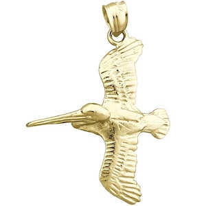 14K Gold Flying Pelican Pendant