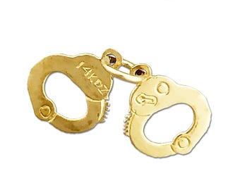 14K Gold 3D Police Handcuffs Charm