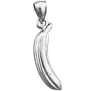 Rhodium Plated 925 Sterling Silver 3D Banana Charm