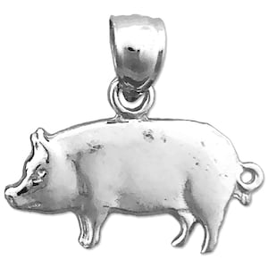 Rhodium Plated 925 Sterling Silver Pig Charm