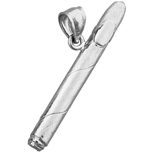Rhodium Plated 925 Sterling Silver Cigar Pendant