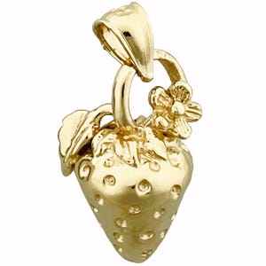 14K Gold 3D Strawberry Charm
