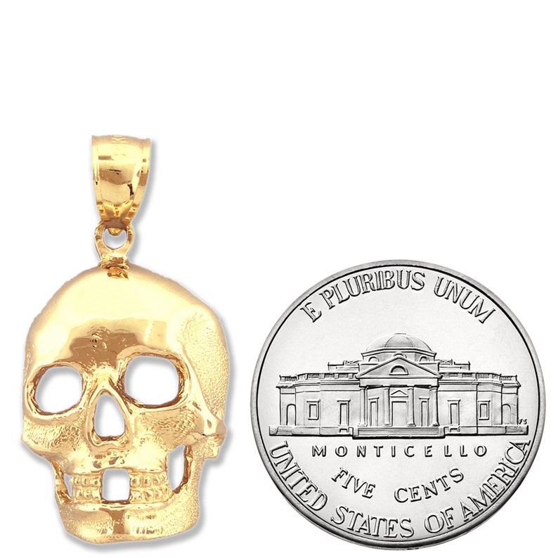 14K Gold Skull Charm Pendant