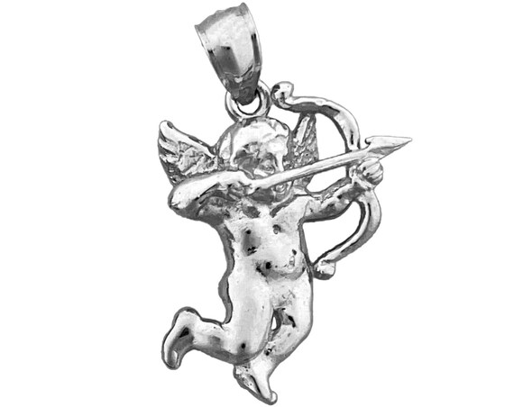 Rhodium Plated 925 Sterling Silver Cupid Angel Charm Rhodium Plated 925 Sterling Silver Cupid Angel Charm