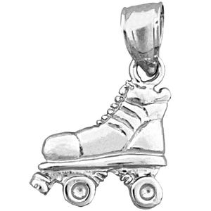 Rhodium Plated 925 Sterling Silver Quad Roller Skate Charm