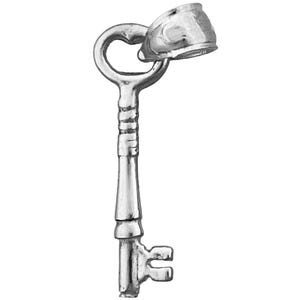 Rhodinierter 925 Sterling Silber 3D Tor Schlüssel Anhänger