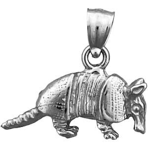Rhodium Plated 925 Sterling Silver 3D Armadillo Charm