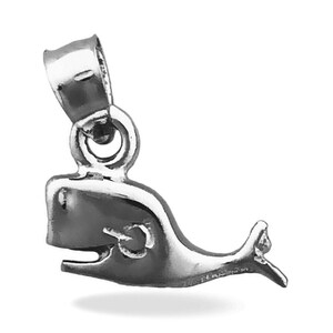Rhodium Plated 925 Sterling Silver Whale Mini Charm