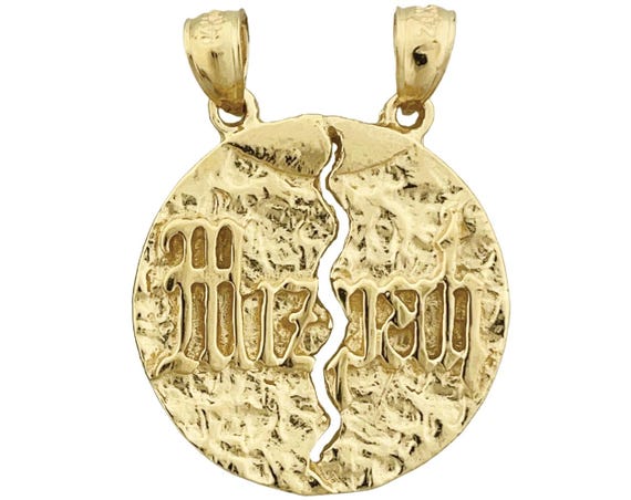 14K Gold Breakable Mizpah Coin Pendant Canada